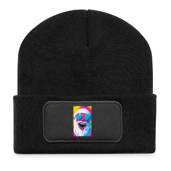 Santa Claus Portrait Christmas Art - Recycled Patch Beanie - black - Front