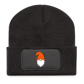 Orange Hut Gartenzwerg - Recycelte Patch Beanie - Dunkelgrau - Vorne