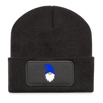 Breloque Gnome barbu bleu - Beanie recyclé à patch - charbon - Devant