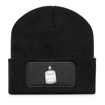 Kawaii Luminous Candle - Recycled Patch Beanie - black - Front