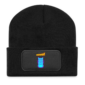 Moai Cat - Recycled Patch Beanie - black - Front