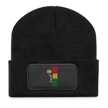 Bolivianischer Stolz, vertikales Design - Recycelte Patch Beanie - Schwarz - Vorne