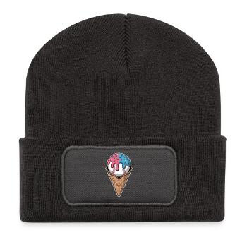 Une cuillère de glace de baseball avec des vermicelles dans un pavillon de gaufres - Beanie recyclé à patch - charbon - Devant