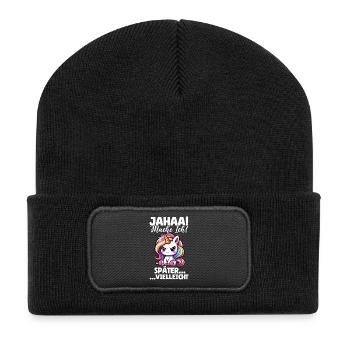 yes, maybe I'll make unicorn lovers later - Recycled Patch Beanie - black - Front