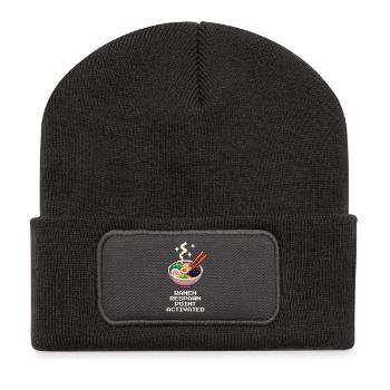 Ramen Respawn Enabled | Ramen Bowl Humor - Recycled Patch Beanie - dark grey - Front