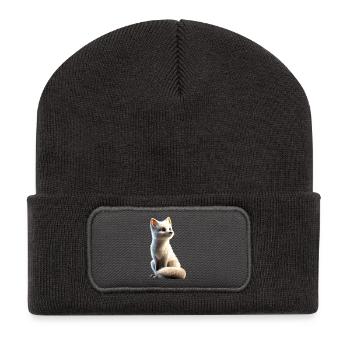 Polarfuchs Schneefuchs Eisfuchs Süßer Weißer Fuchs - Recycelte Patch Beanie - Dunkelgrau - Vorne