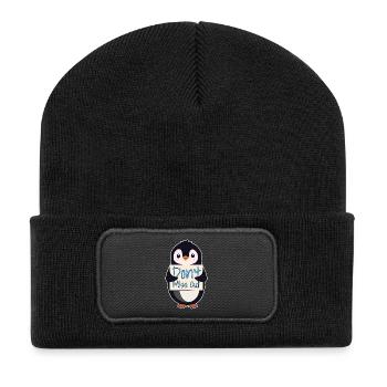Penguin with Motivational Sign - Don't Miss Out - Recycled Patch Beanie - black - Front