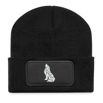 Wolf Tribal - Recycled Patch Beanie - black - Front
