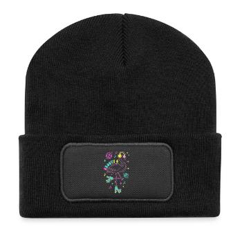 Groovy 6 Birthday Flamingo - Recycled Patch Beanie - black - Front