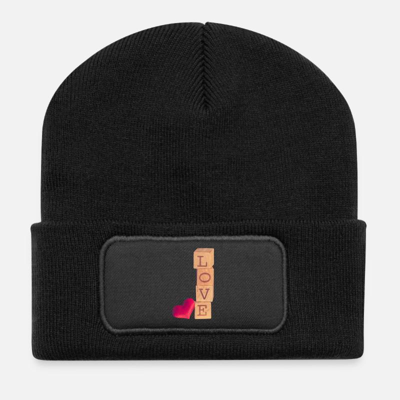Liebe Valentinstag - Recycelte Patch Beanie - Schwarz