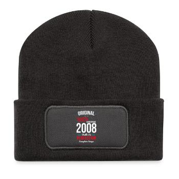 2008 – Original – Exemplaire unique - Beanie recyclé à patch - charbon - Devant