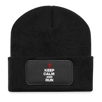 KEEP CALM AND RUN! JOGGING RACING SPORT FIT white - Recycled Patch Beanie - black - Front