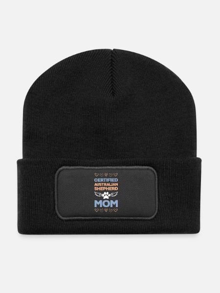 Zertifizierte Australian Shepherd Mama - Recycelte Patch Beanie - Schwarz
