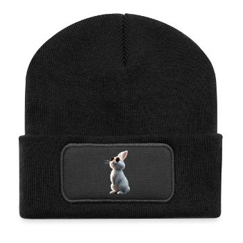 Mountain Rabbit Arctic Hare Albino Rabbit White Rabbit - Recycled Patch Beanie - black - Front