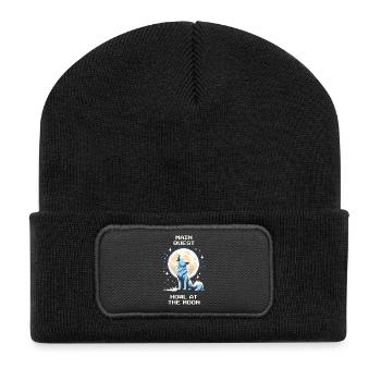 Hauptquest: Heulen zum Mond | Wolf - Recycelte Patch Beanie - Schwarz - Vorne