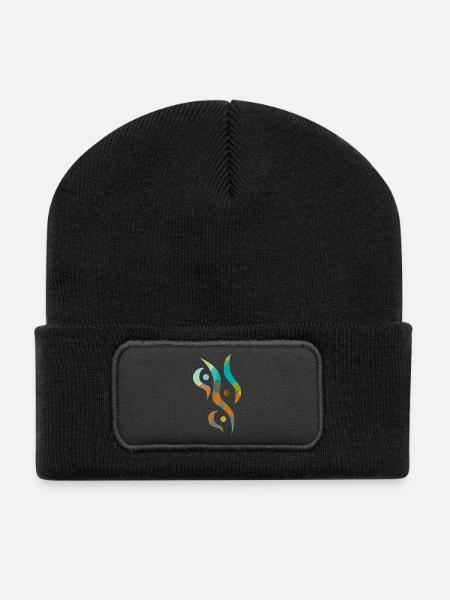 Yoga design_31 - Beanie recyclé à patch - noir