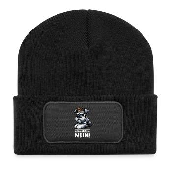 Bevor Du Fragst Nein Schnauzer Riesenschnauzer   - Recycelte Patch Beanie - Schwarz - Vorne