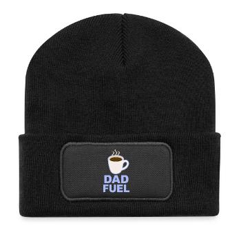 Dad Fuel – Kaffeebetriebenes Papa-Design - Recycelte Patch Beanie - Schwarz - Vorne