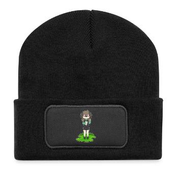 Hund Sekretärin Brille Büro - Recycelte Patch Beanie - Schwarz - Vorne