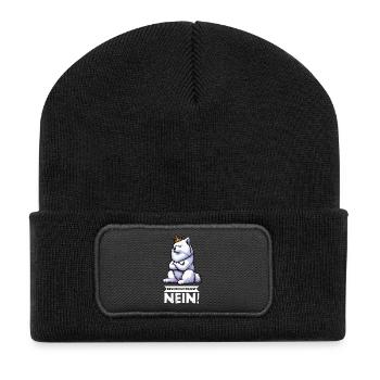 Bevor Du Fragst Nein Samojede Samojedenbesitzer - Recycelte Patch Beanie - Schwarz - Vorne