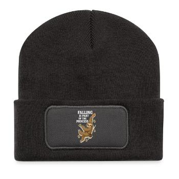 Bouldering Sloth – Falling is part of the Process - Recycled Patch Beanie - dark grey - Front