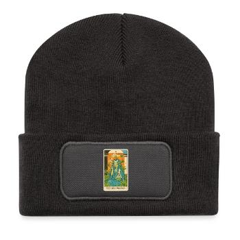 Hohepriesterin Cannabis Tarot - Recycelte Patch Beanie - Dunkelgrau - Vorne
