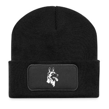 Malinois Kopf "Black Edition" - Recycelte Patch Beanie - Schwarz - Vorne