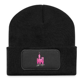 Burgfräulein Prinzessin Banderole pink Mädchen  - Recycelte Patch Beanie - Schwarz - Vorne