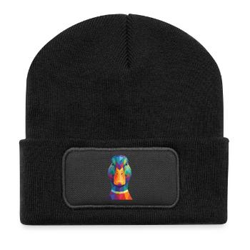 Bunte geometrische Entenkopf-Pop Art - Recycelte Patch Beanie - Schwarz - Vorne