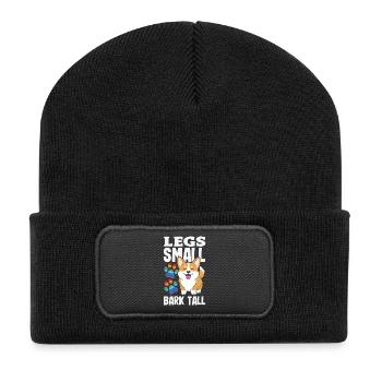 Kurze Beine, Große Einstellung, Corgi - Recycelte Patch Beanie - Schwarz - Vorne