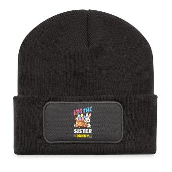 Frohe Ostern Süßer Osterhase Eiersuche Ostereier - Recycelte Patch Beanie - Dunkelgrau - Vorne