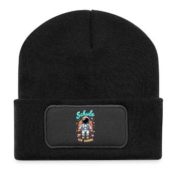 Schulkind 2026 Einschulung 2026 Schulanfang - Recycelte Patch Beanie - Schwarz - Vorne