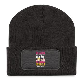 Grandma Is My Name Playing Ukulele Is My Game - Recycelte Patch Beanie - Dunkelgrau - Vorne