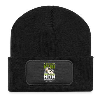 Ja Ich Rieche Nach Kuh Bauer Landwirt Spruch - Recycelte Patch Beanie - Schwarz - Vorne