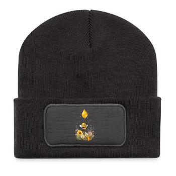 bee honey beekeeper honeycomb flowers meadow insect - Recycled Patch Beanie - dark grey - Front