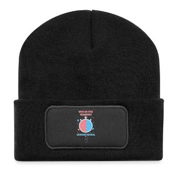 Gender Reveal Who Is The Winner Baby Shower - Recycled Patch Beanie - black - Front