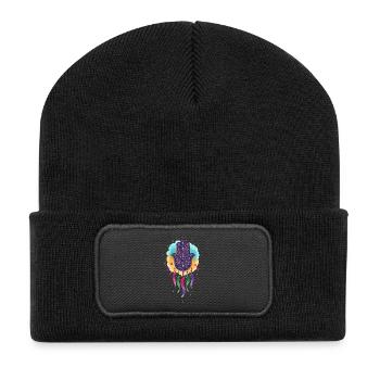 Spiritualité Géométrie Sacrée Fleur de Lotus Zen - Beanie recyclé à patch - noir - Devant