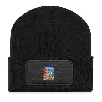 Amalfi Coastal Vue: Robe estivale - Beanie recyclé à patch - noir - Devant