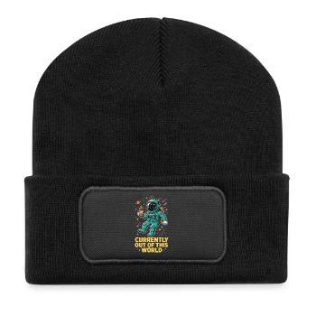 Astronaut mit Kaffee im Weltall - Recycelte Patch Beanie - Schwarz - Vorne
