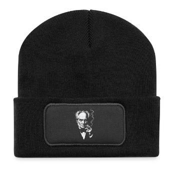 Arthur Schopenhauer raucht Zigarre - Recycelte Patch Beanie - Schwarz - Vorne