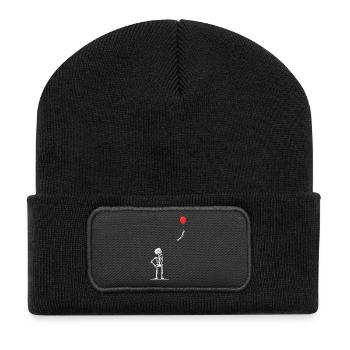 Ballon-Skelett Kunstmotiv - Recycelte Patch Beanie - Schwarz - Vorne