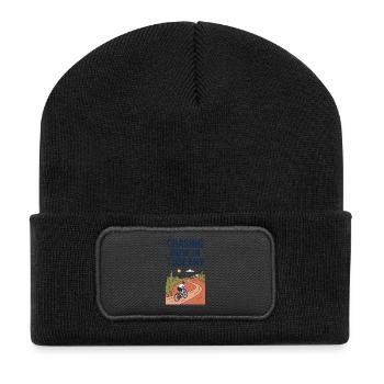 Staub jagen in Toskana Kiesradfahrer - Recycelte Patch Beanie - Schwarz - Vorne