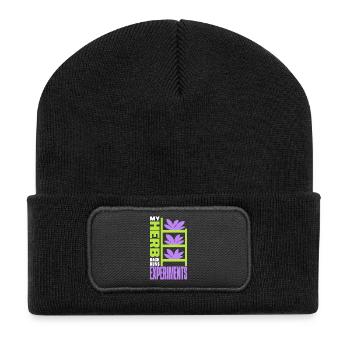 Kräuterregal – My Herb Rack Runs Experiments - Recycelte Patch Beanie - Schwarz - Vorne
