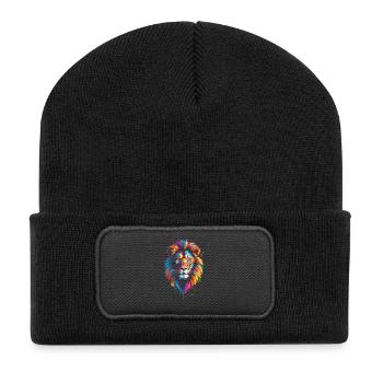 Multicolored Lion - Recycled Patch Beanie - black - Front