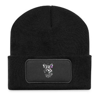 Geometric Chihuahua Dog Gray Pink - Recycled Patch Beanie - black - Front