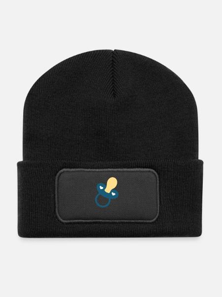 Baby Geburt 2026 Geschenk Geschenkidee - Recycelte Patch Beanie - Schwarz