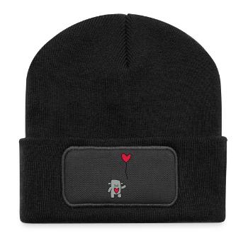 liebes monster mit ballon - Recycelte Patch Beanie - Schwarz - Vorne