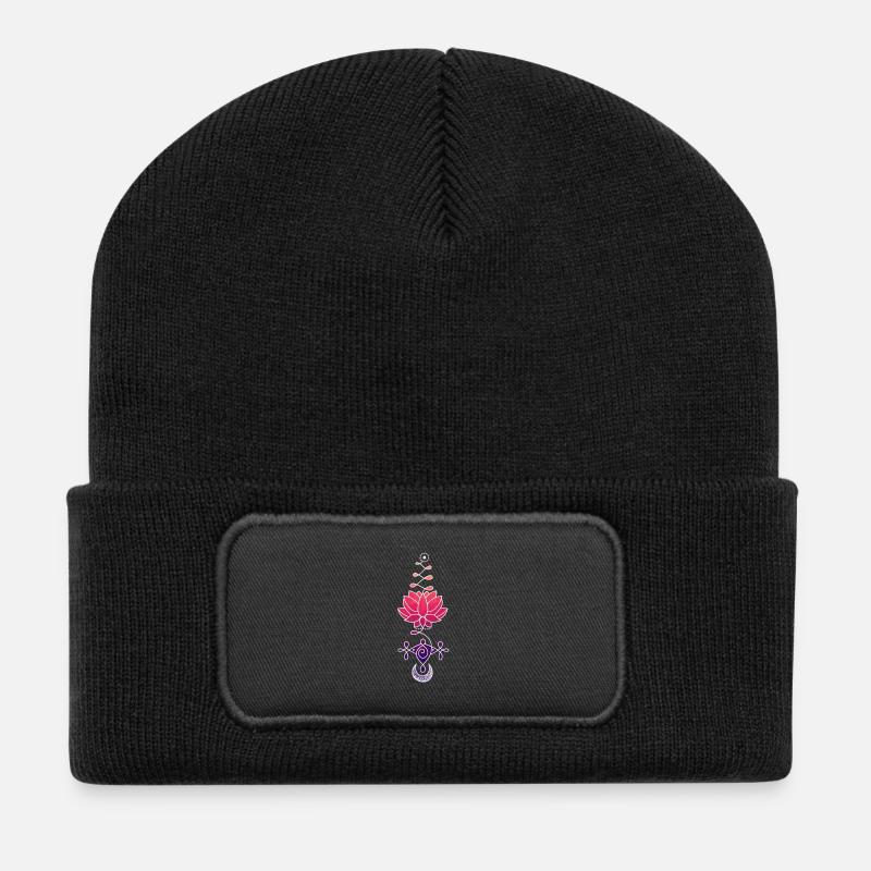 Symbole de Fleur de Lotus Éthérée - Beanie recyclé à patch - noir
