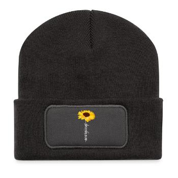 Gib niemals auf - Recycelte Patch Beanie - Dunkelgrau - Vorne