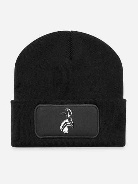 kopfhörer headphones ear symbol illustration icon - Recycelte Patch Beanie - Schwarz